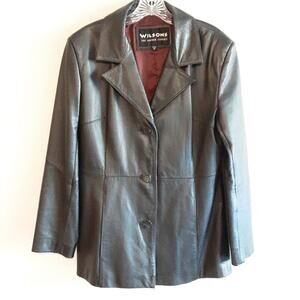 Wilson's Leather Vintage Black Midi Trench Coat 1980 Women's Medium Perfect